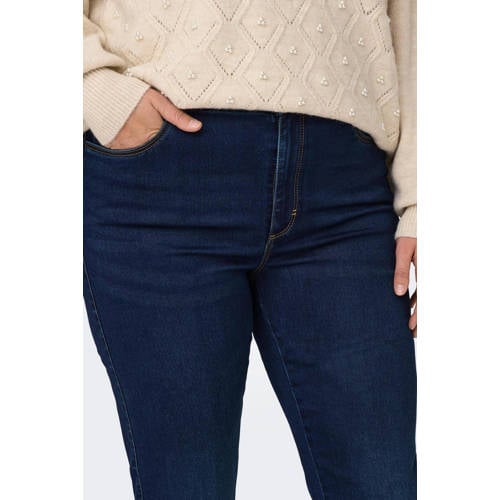 ONLY CARMAKOMA high waist straight leg jeans CARAUGUSTA dark blue denim afbeelding