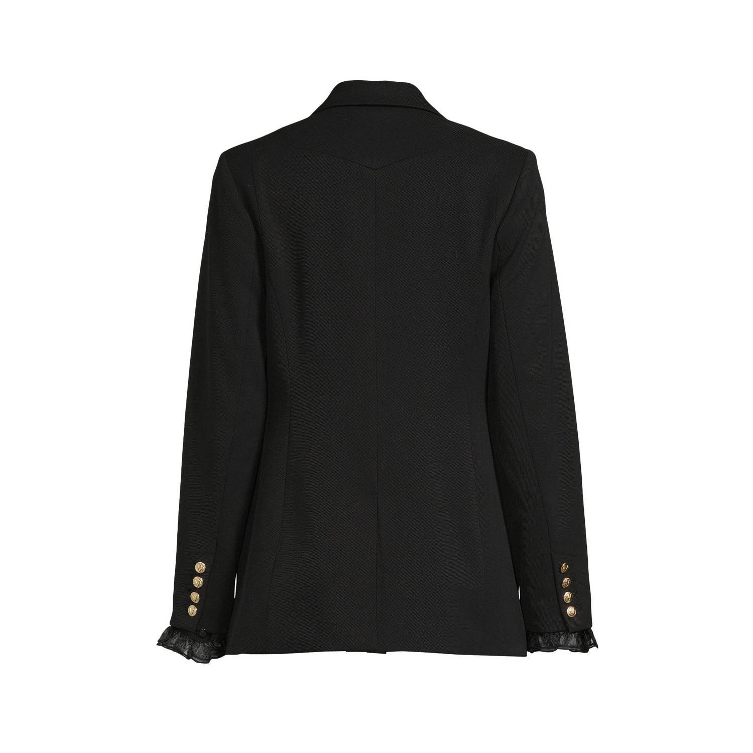 JOSH V getailleerde blazer Nicole met ruches zwart