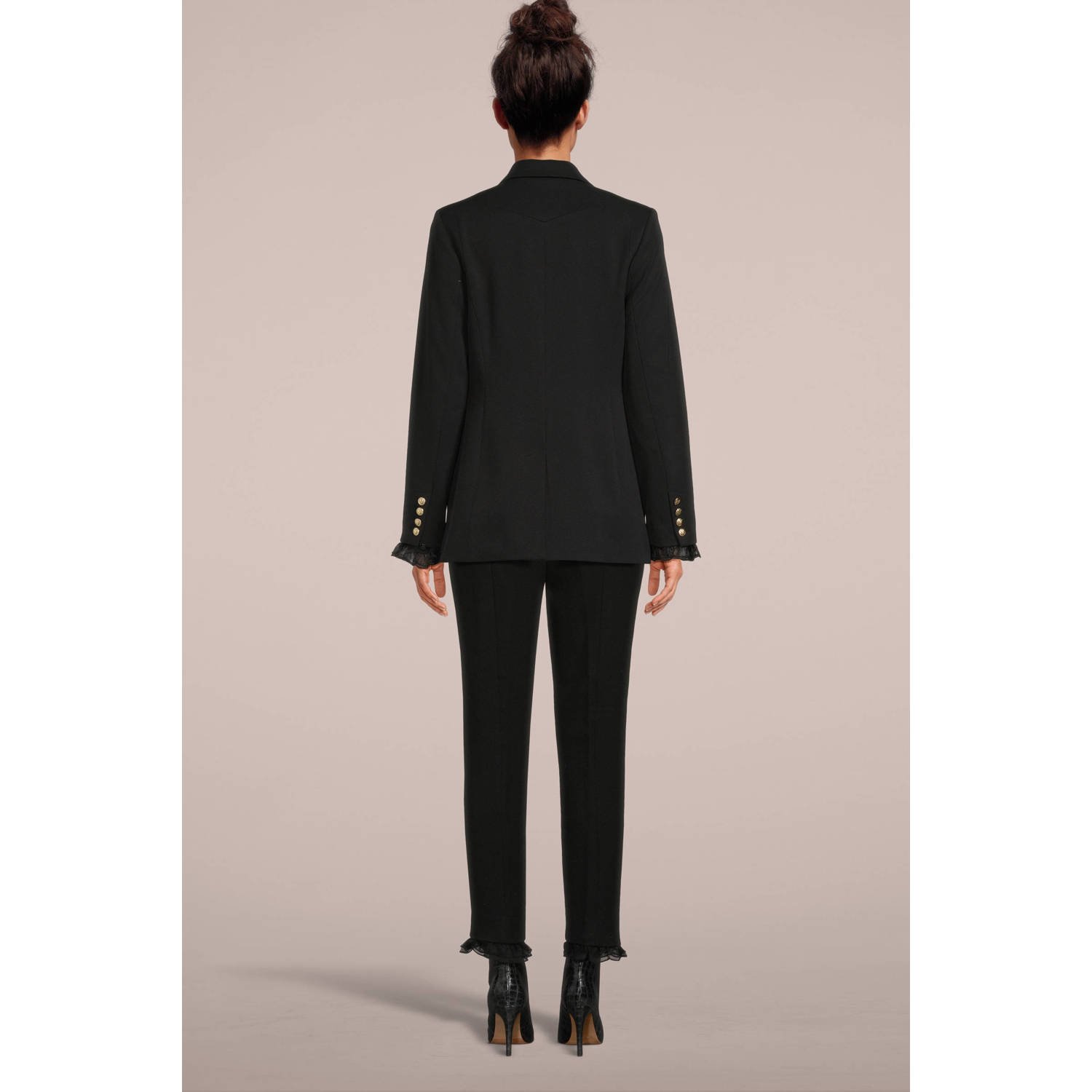 JOSH V getailleerde blazer Nicole met ruches zwart