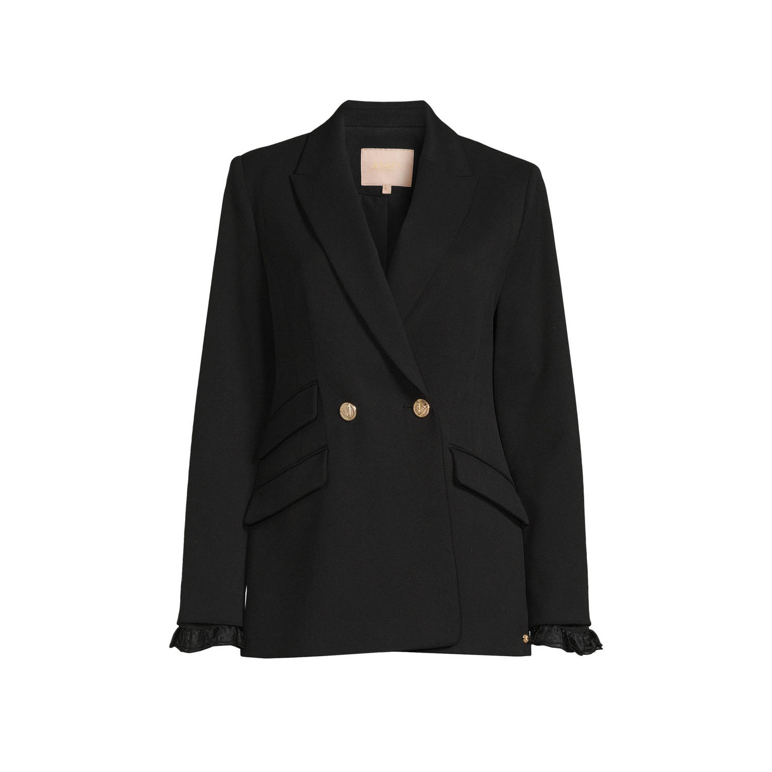 JOSH V getailleerde blazer Nicole met ruches zwart