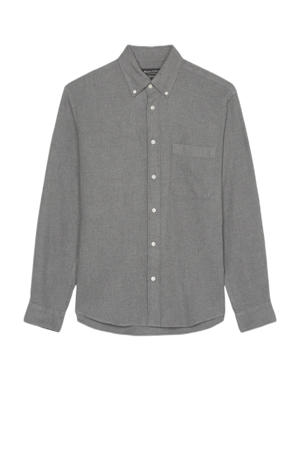 gemêleerd flanellen regular fit overhemd grijs melange