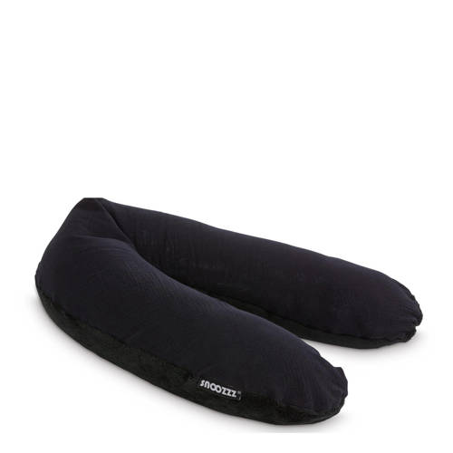 Snoozzz Voedingskussen Premium Kwaliteit - 185 cm – Microparel Vulling – Wasbare Hoes - Teddy Zwart afbeelding