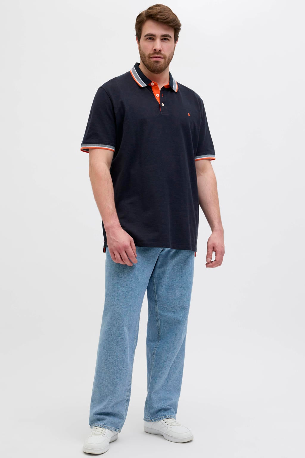 JACK & JONES PLUS SIZE regular polo Plus Size donkerblauw