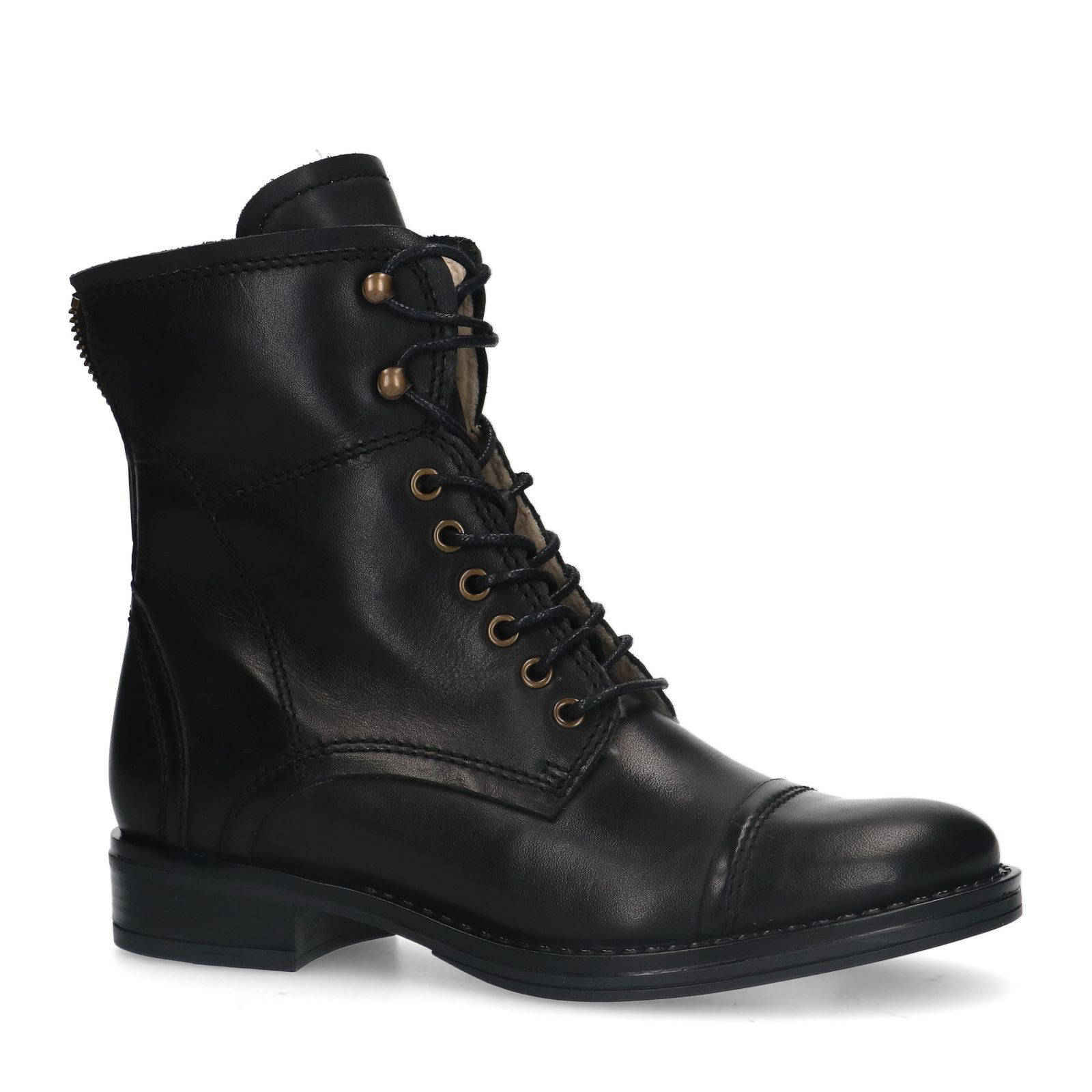 Manfield leren veterboots discount zwart