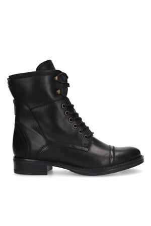 leren veterboots zwart