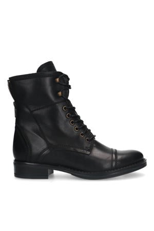 leren veterboots zwart