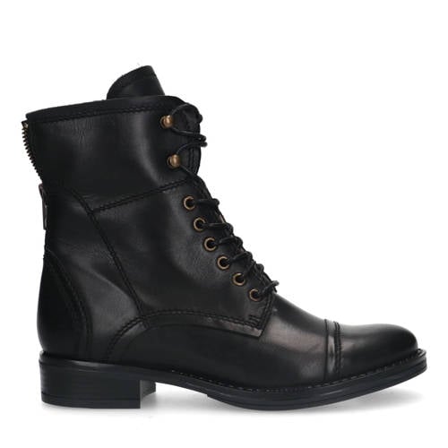 Manfield leren veterboots zwart afbeelding