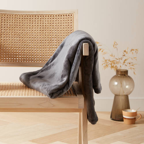 NOUS Living plaid Benxi (180x130 cm) - donkergrijs