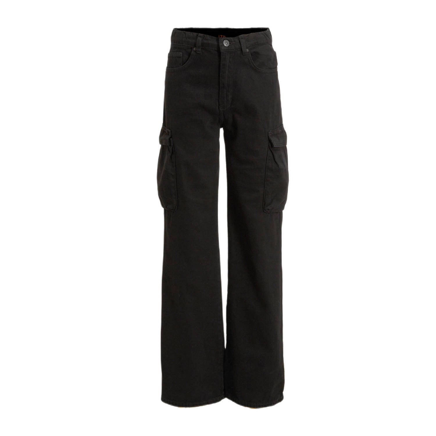 LTB high waist loose fit jeans NILDA G black wash Zwart Meisjes Denim 134