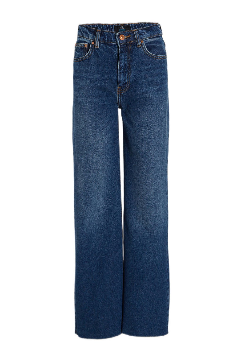 Dark blue denim meisjes LTB high waist loose fit jeans Danica G van stretchdenim met rits- en drukknoopsluiting