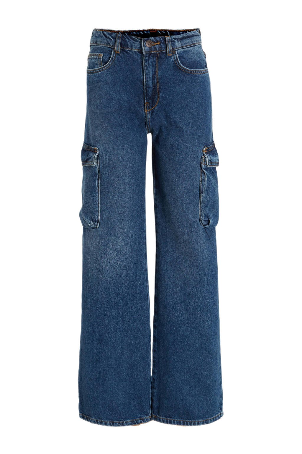 Medium blue denim meisjes LTB high waist loose fit jeans van denim met rits- en knoopsluiting