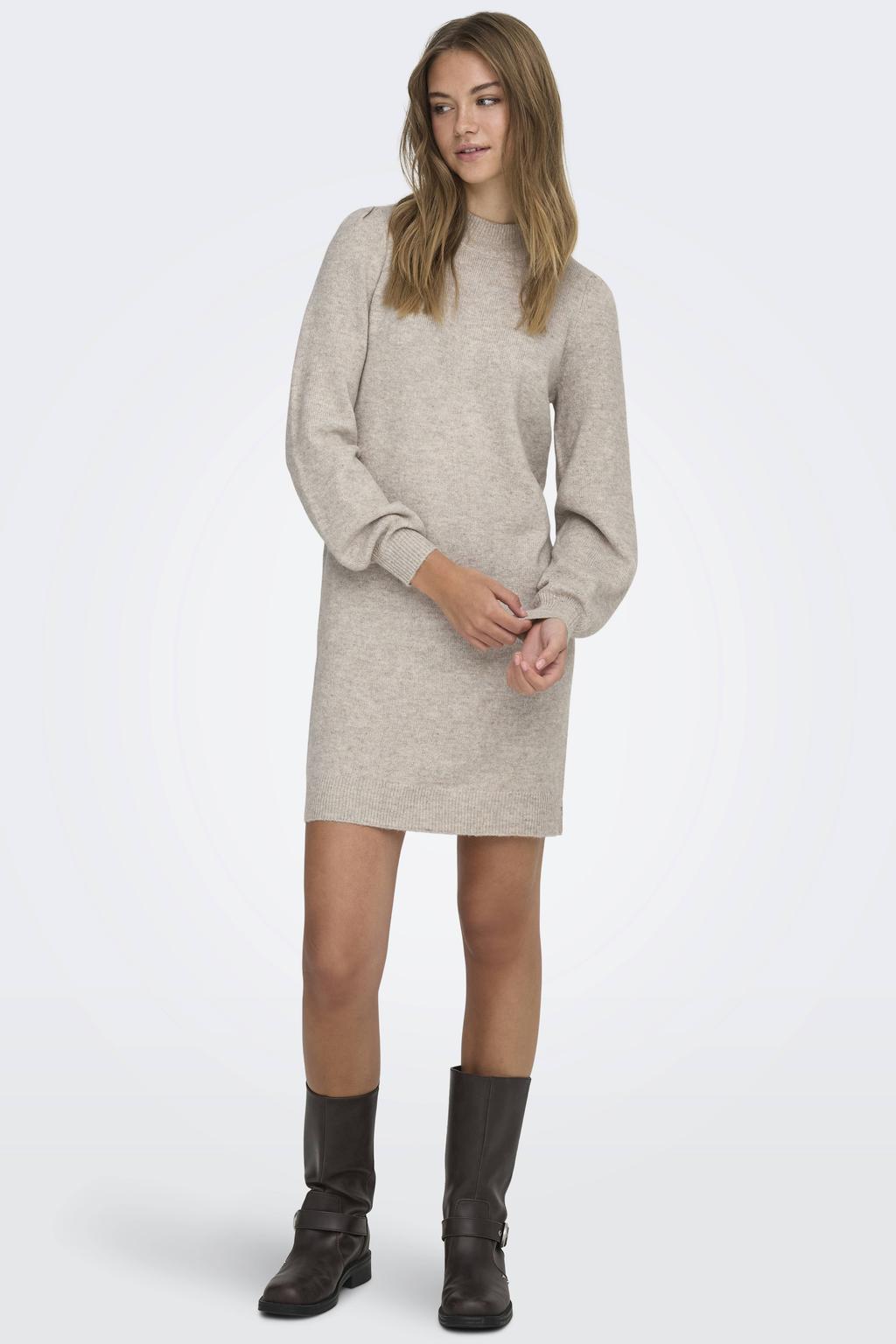 JDY gemêleerde gebreide jurk JDYRUE beige