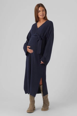 gebreide zwangerschapsjurk MLANNIE van gerecycled polyester donkerblauw