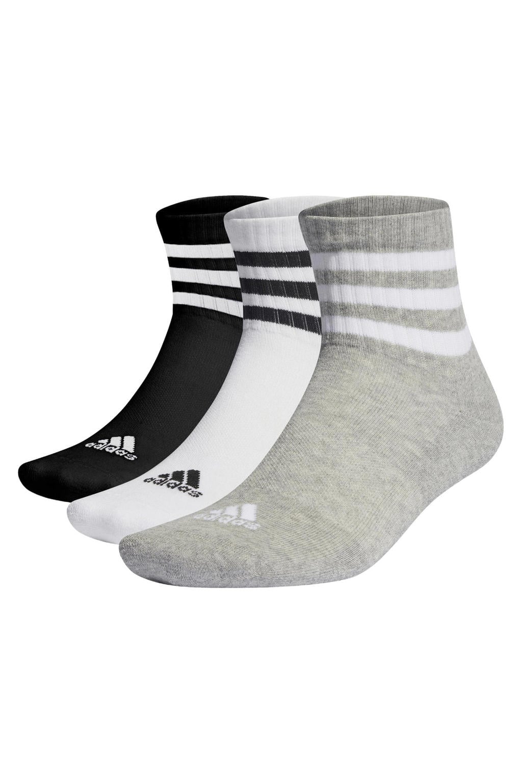 adidas Performance sokken - zwart/wit/grijs (set van 3)