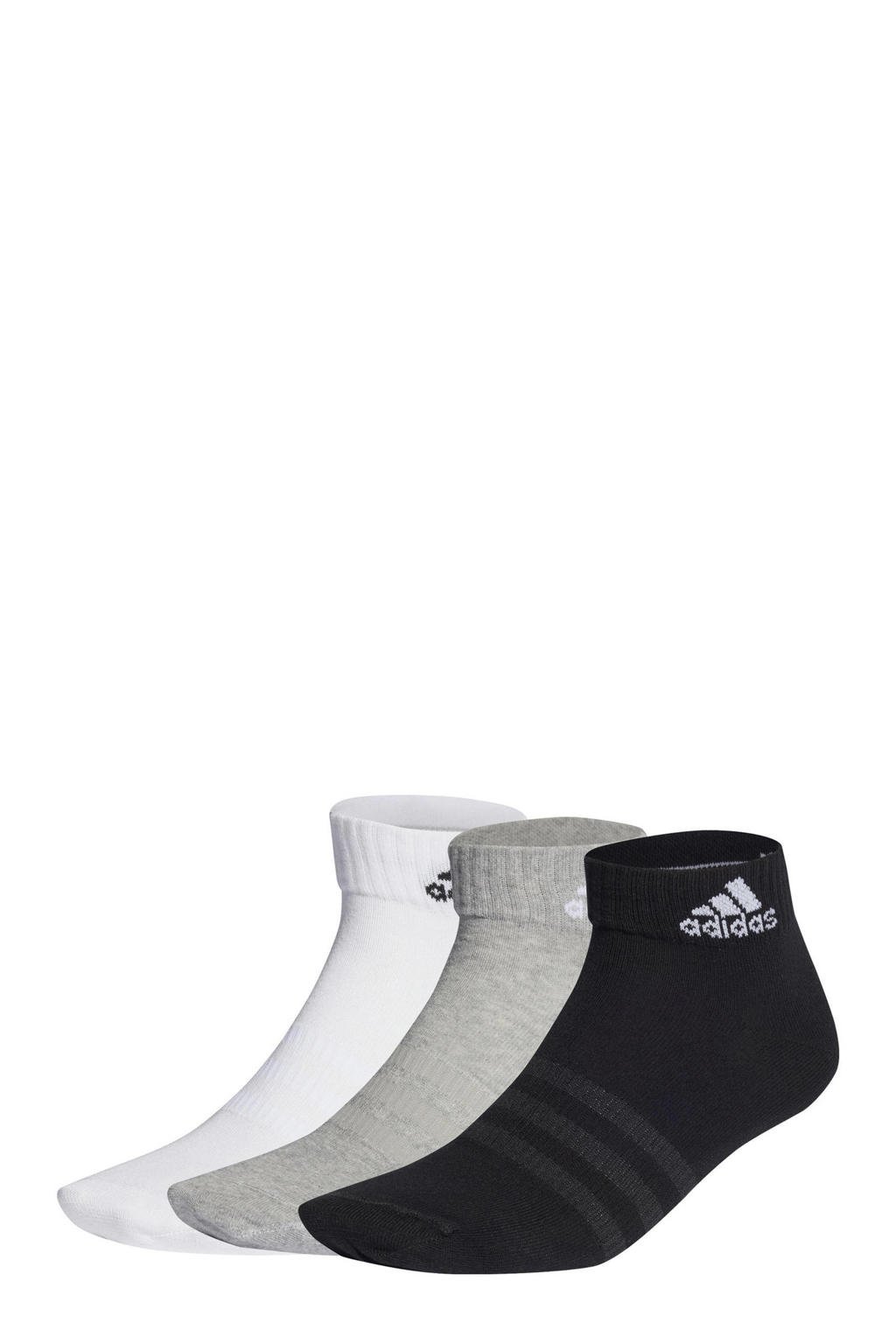 adidas Performance sportsokken set van 3 wit/grijs/zwart