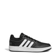 thumbnail: Zwart en witte heren adidas Sportswear Hoops 3.0 sneakers van imitatieleer/textiel met veters en effen