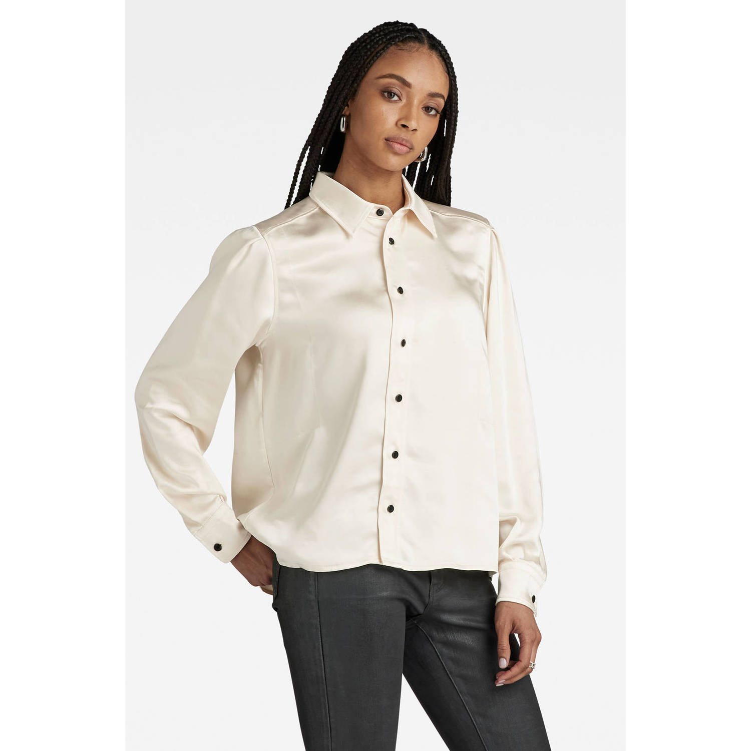 G-Star RAW blouse met plooien ecru