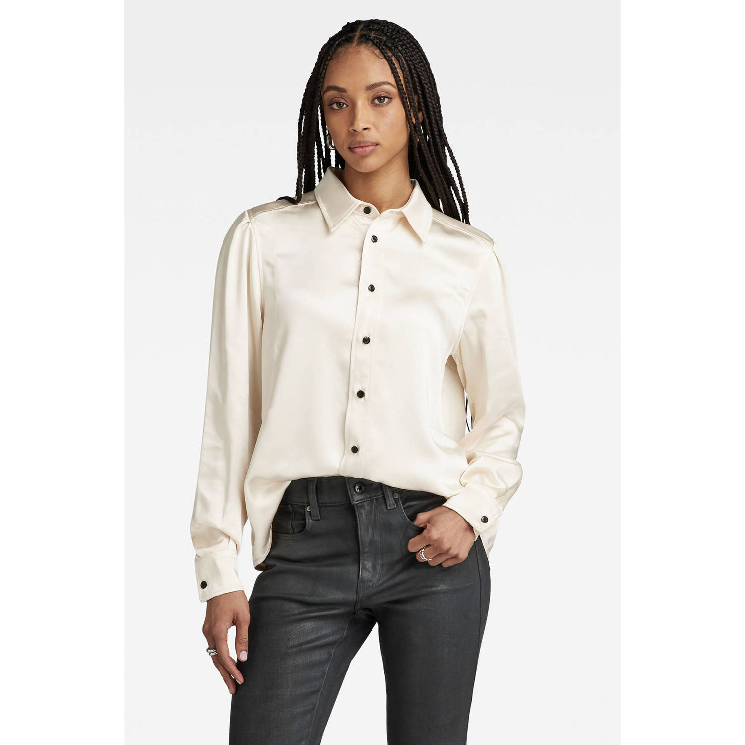 G-Star RAW blouse met plooien ecru