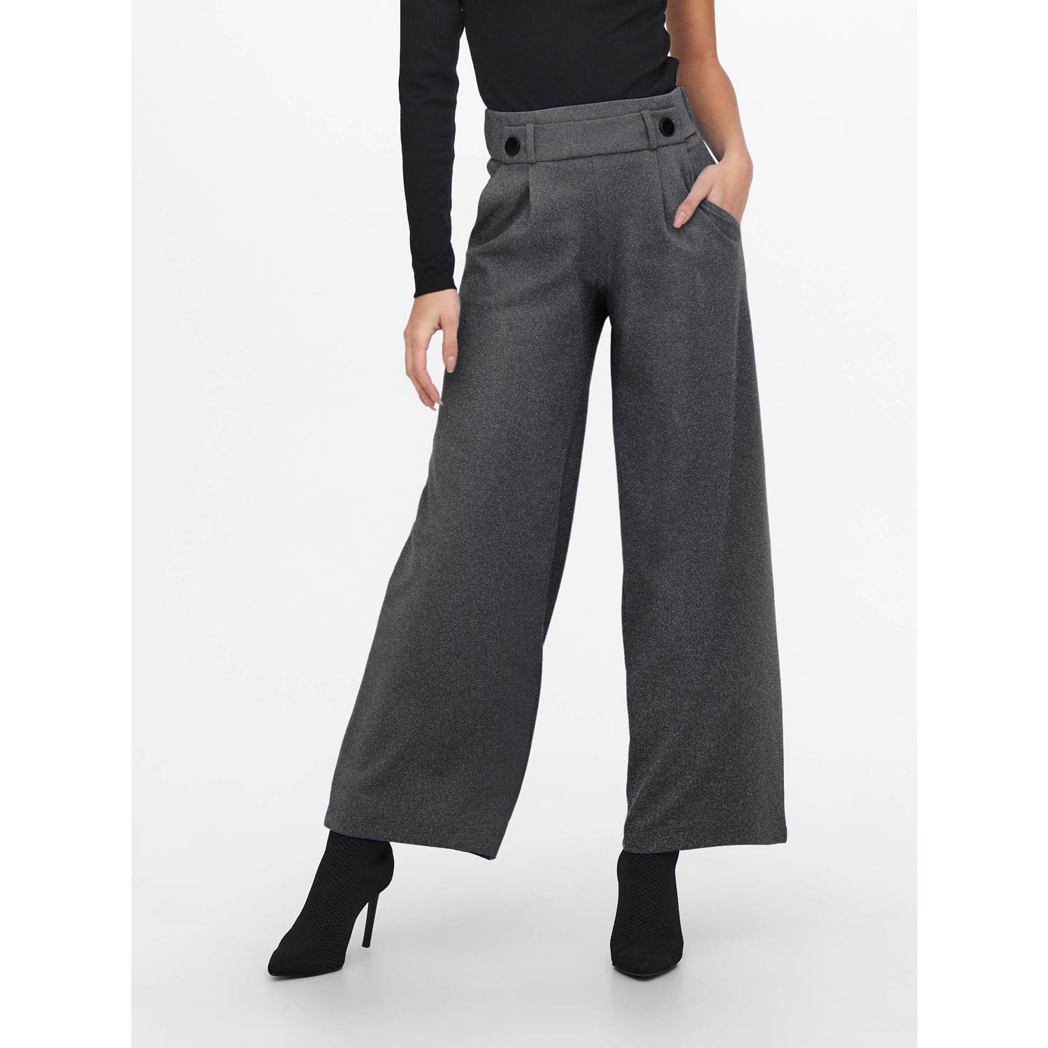 JDY high waist wide leg broek GEGGO grijs