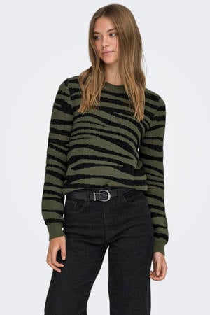 trui JDYLORRAINE met zebraprint donkergroen/zwart