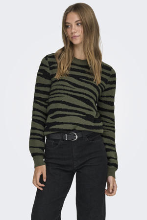 trui JDYLORRAINE met zebraprint donkergroen/zwart