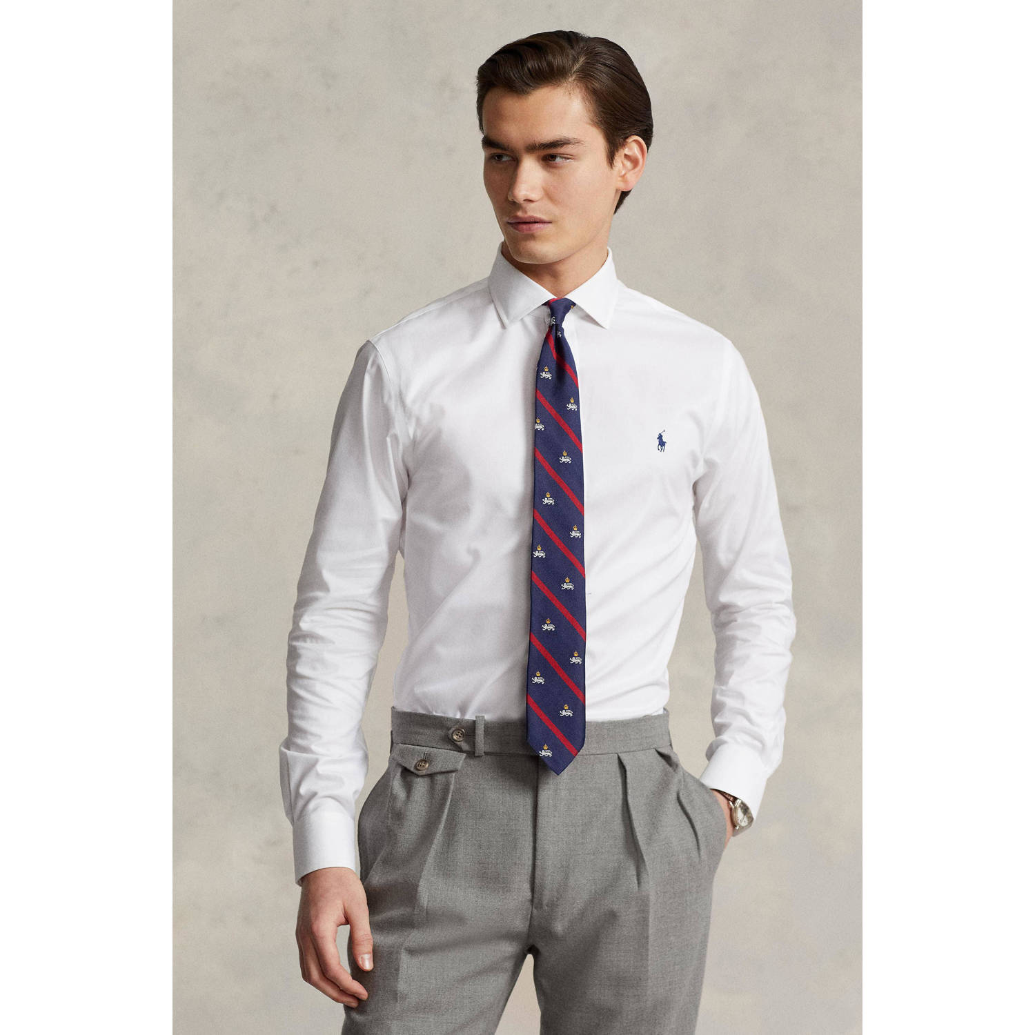 Polo Ralph Lauren Slim fit zakelijk overhemd met logostitching