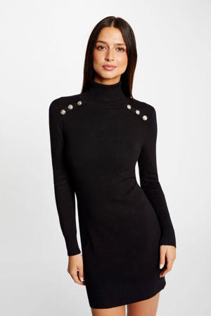 gebreide bodycon jurk zwart