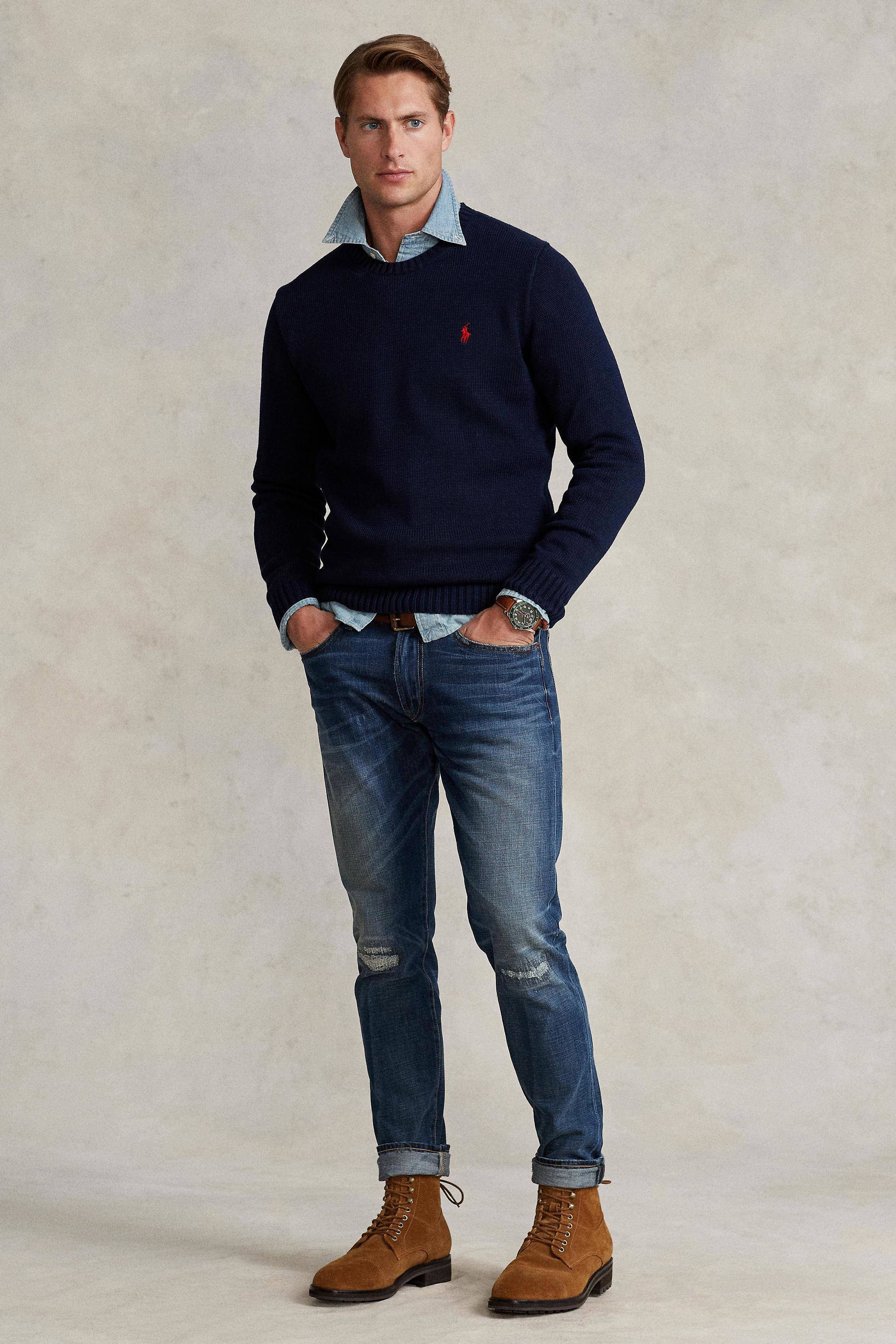 POLO Ralph Lauren trui met logo en borduursels hunter navy wehkamp