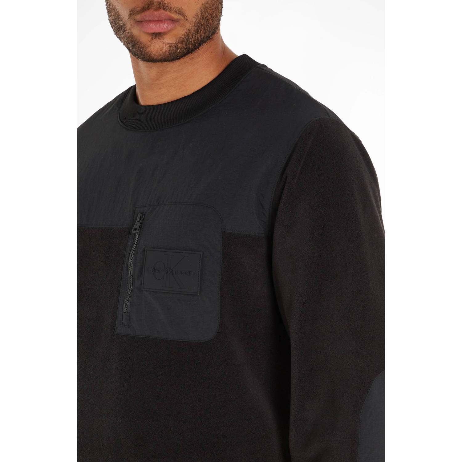 CALVIN KLEIN JEANS fleece sweater met printopdruk black