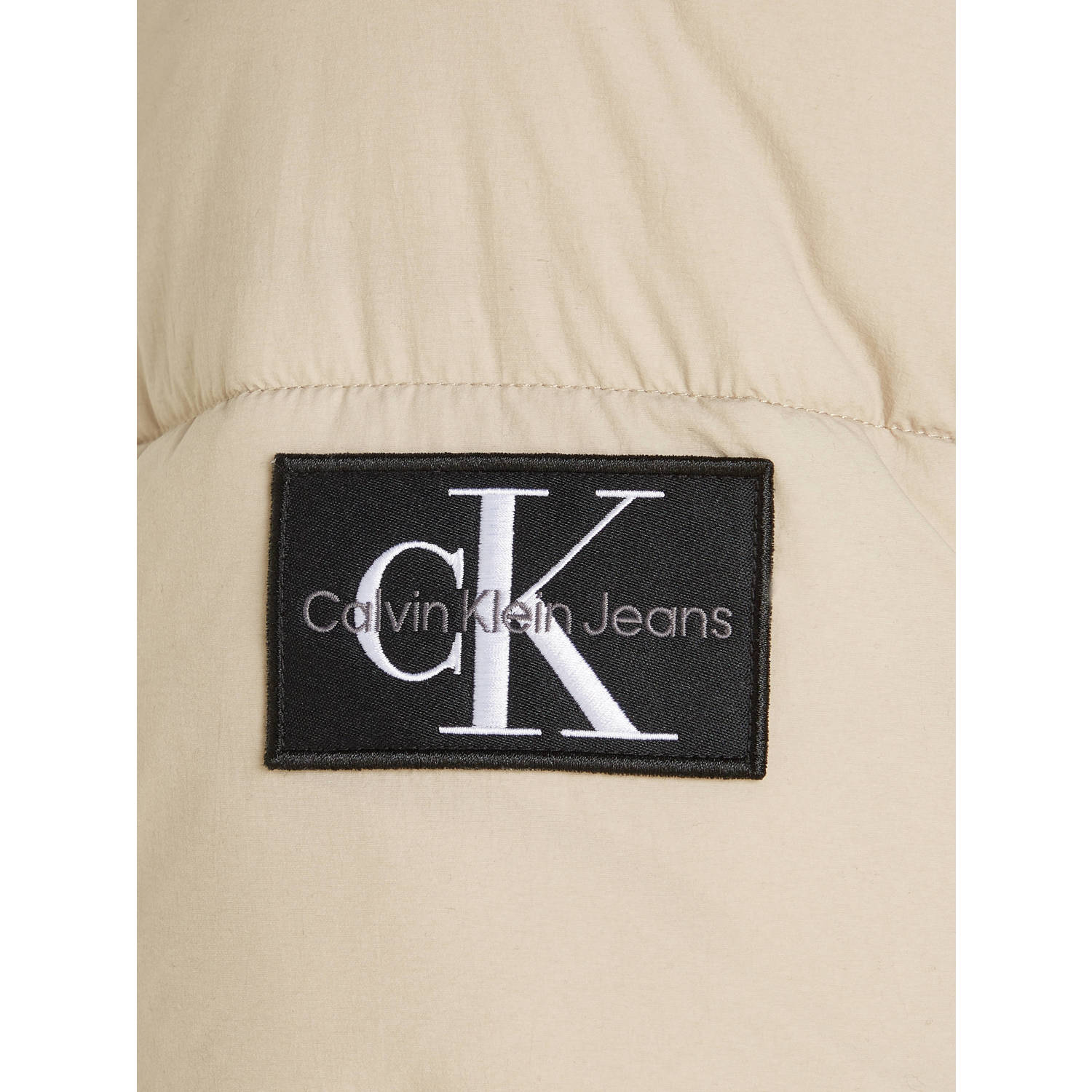 CALVIN KLEIN JEANS gewatteerde winterjas met logo plaza taupe