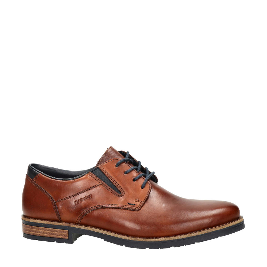 Cognackleurige heren Rieker leren veterschoenen