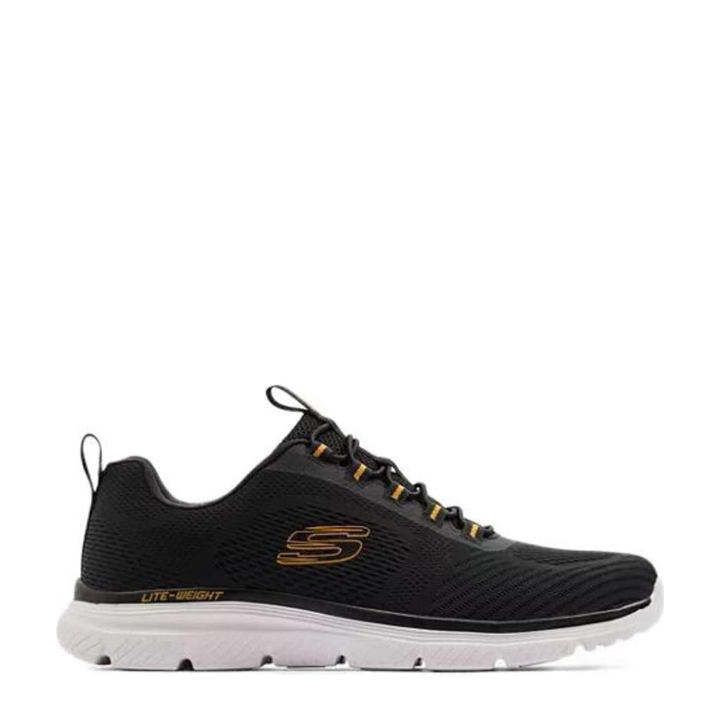 Zwarte heren Skechers sneakers van synthetisch/textiel met elastische veters