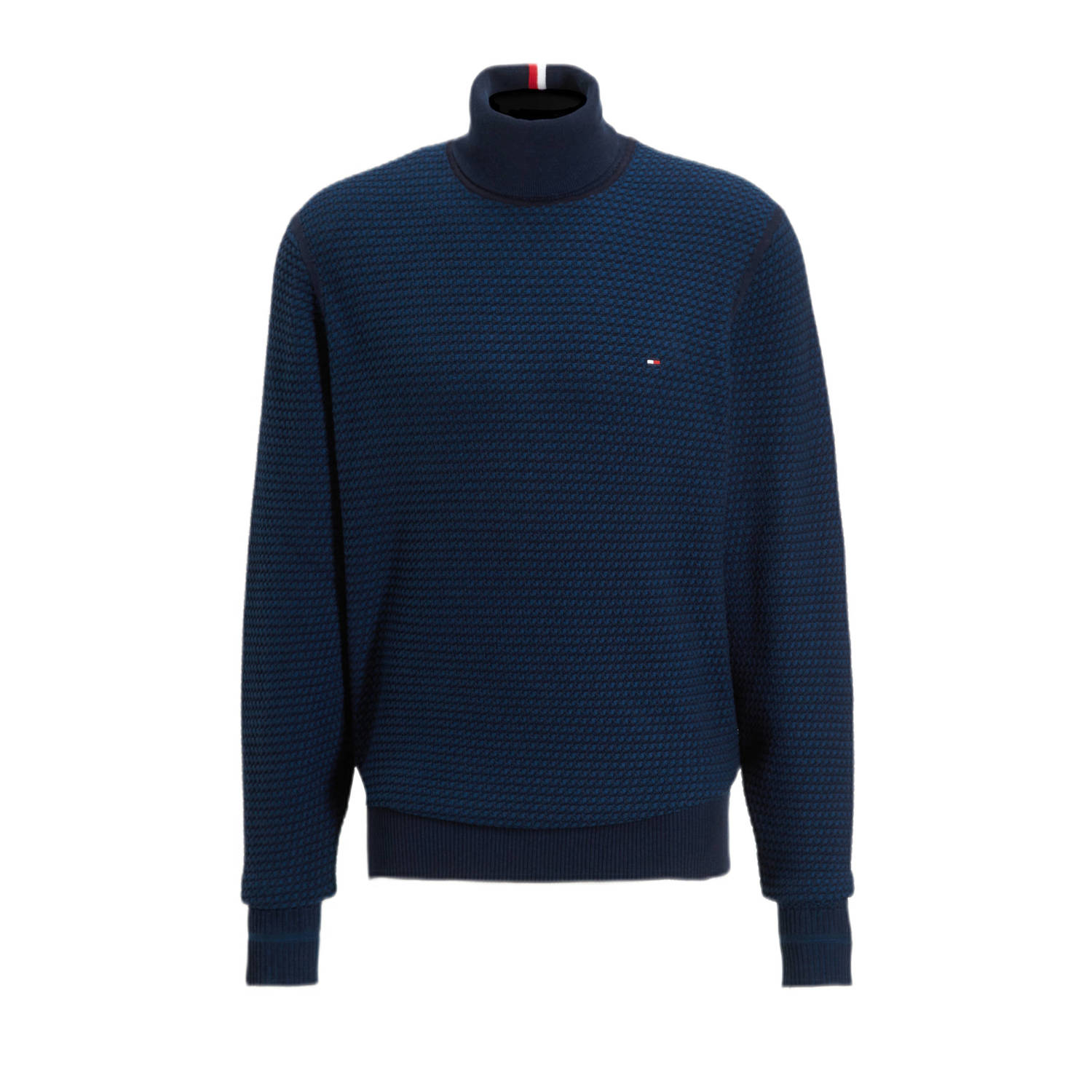 Tommy Hilfiger gebreide coltrui van biologisch katoen desert sky deep indigo