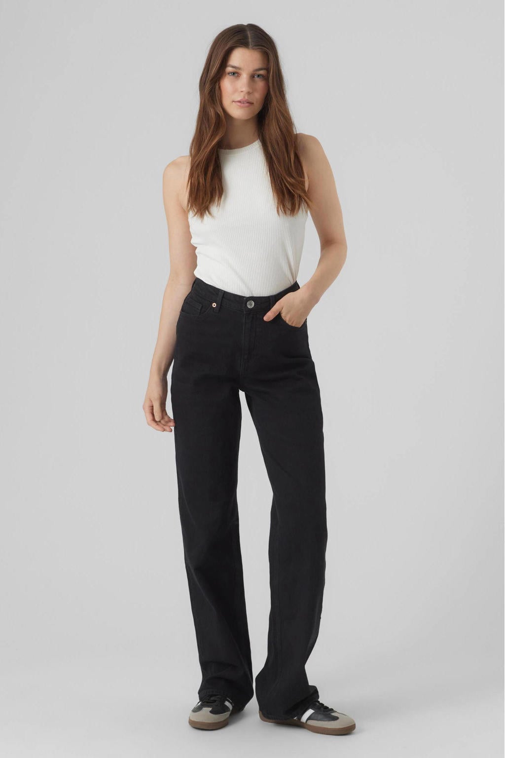 VERO MODA high waist wide leg jeans VMTESSA black denim