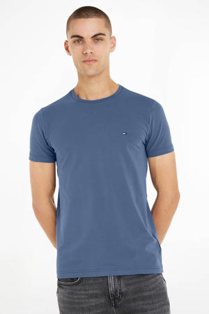 slim fit T-shirt met logo faded indigo