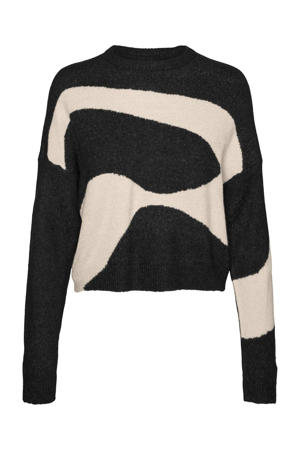 sweater NMSWIRL met grafische print zwart