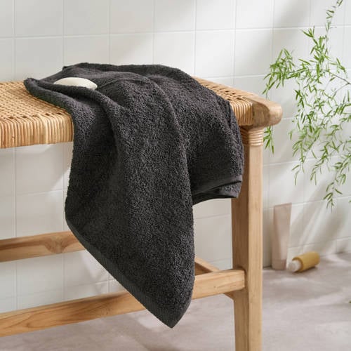 Wehkamp NOUS Living handdoek antraciet (100x50 cm) aanbieding