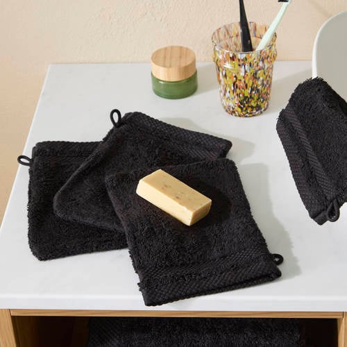NOUS Living washand hotelkwaliteit zwart (set van 4) (15x20 cm) afbeelding