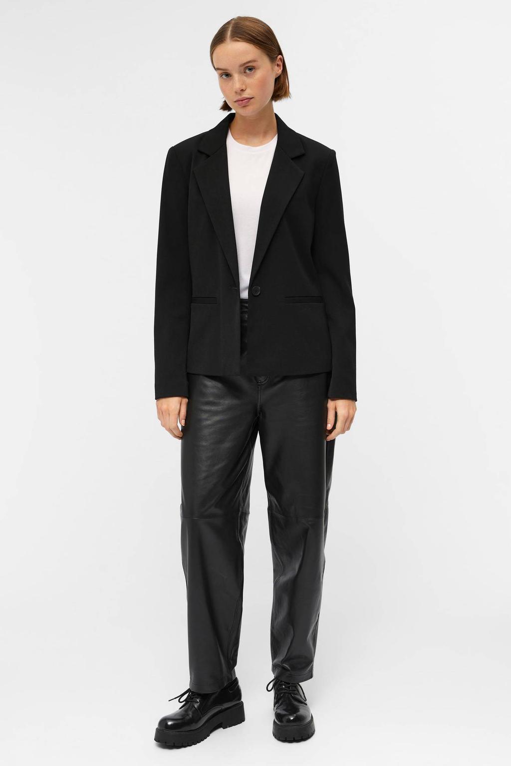 OBJECT rechtvallende blazer OBJLISA van polyester zwart