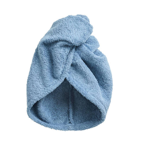 Wehkamp W katoenen haarhanddoek blauw (68x44 cm) aanbieding