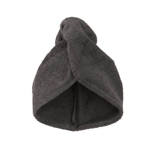Wehkamp W katoenen haarhanddoek donkergrijs (68x44 cm) aanbieding