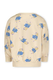 thumbnail: Ecru jongens en meisjes The New Chapter sweater met lange mouwen, ronde hals en drukknoopsluiting