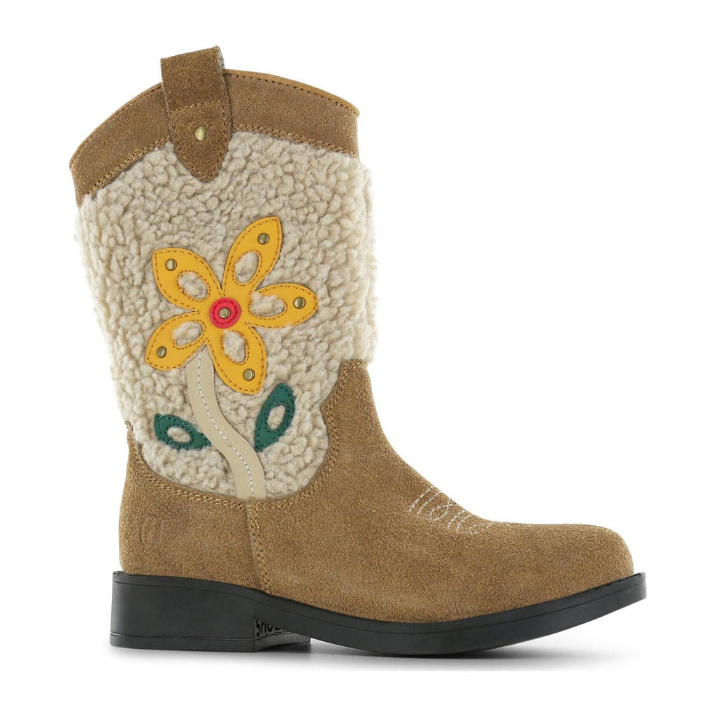 Beige meisjes Shoesme suède cowboylaarzen met ritssluiting