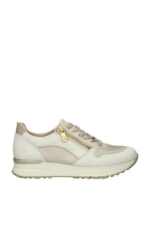 leren sneakers beige/wit