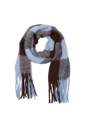 geruite sjaal met franjes SLFTALLY blauw/zwart
