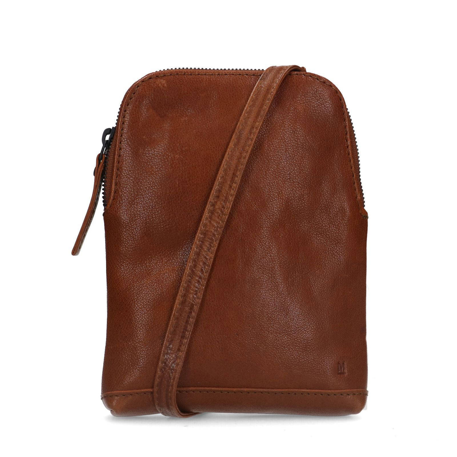 Manfield leren crossbody tas cognac wehkamp