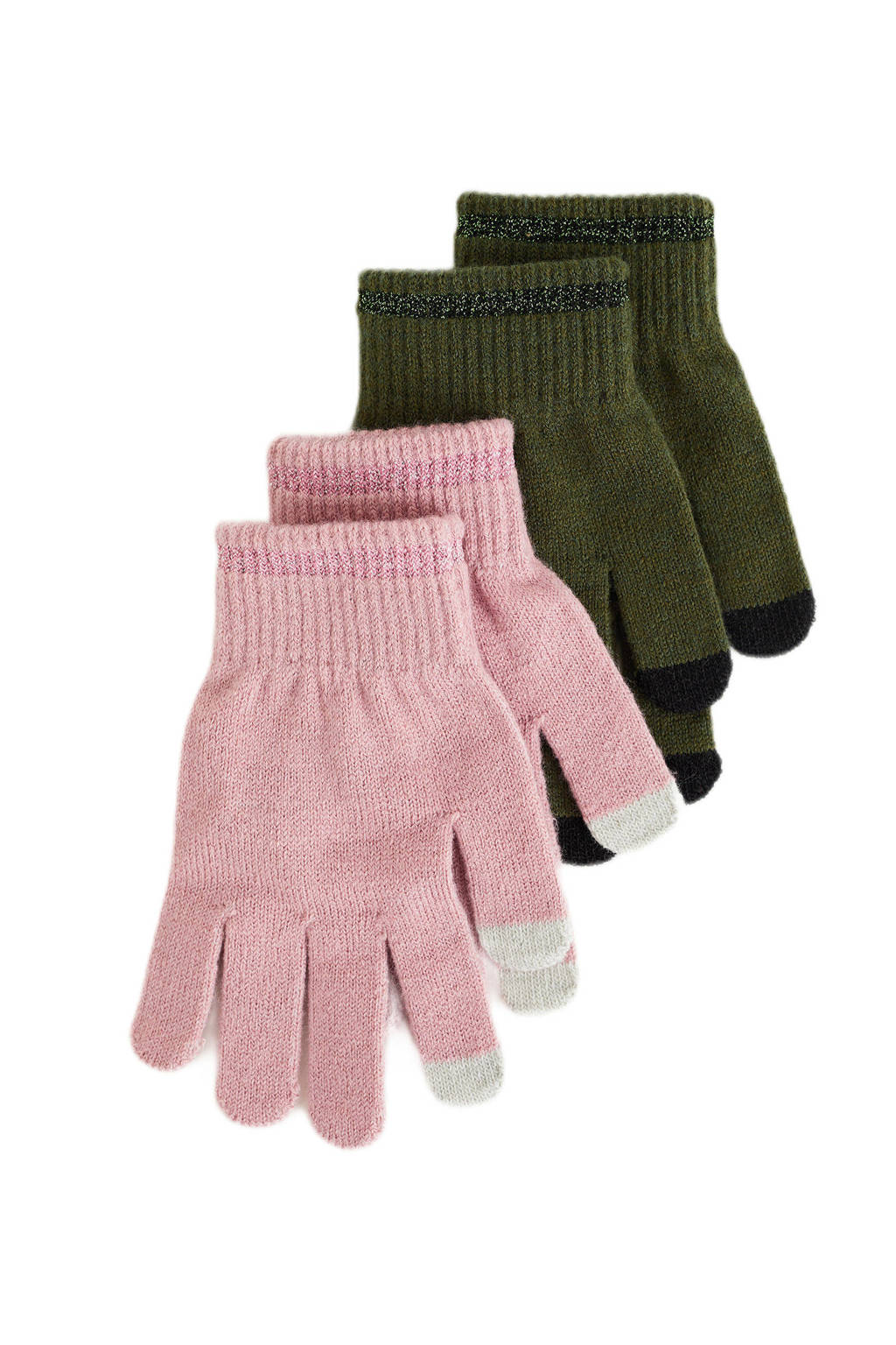 handschoenen - set van 2 roze/groen