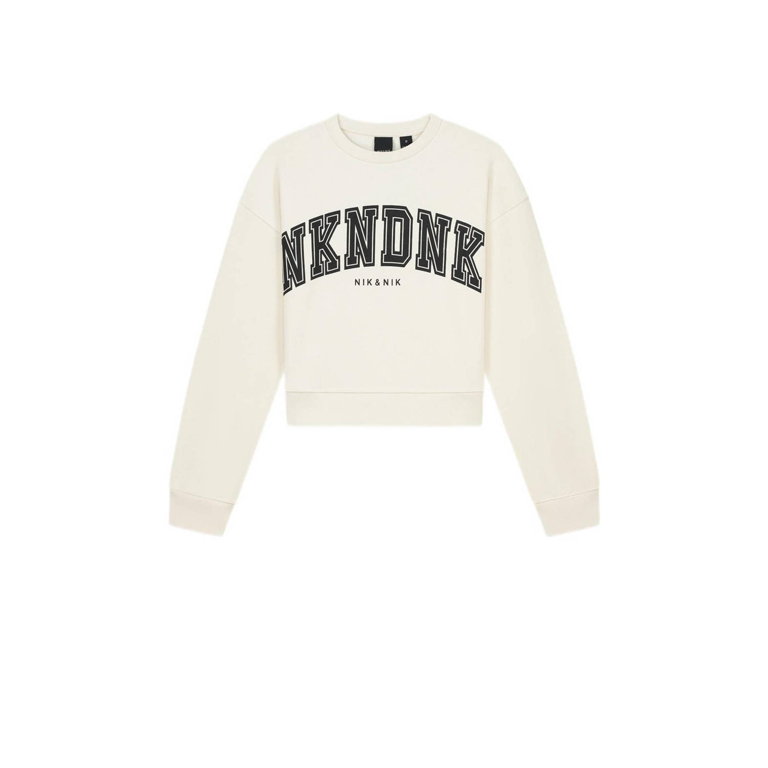 NIK&NIK sweater met logo ecru Logo 140 | Sweater van