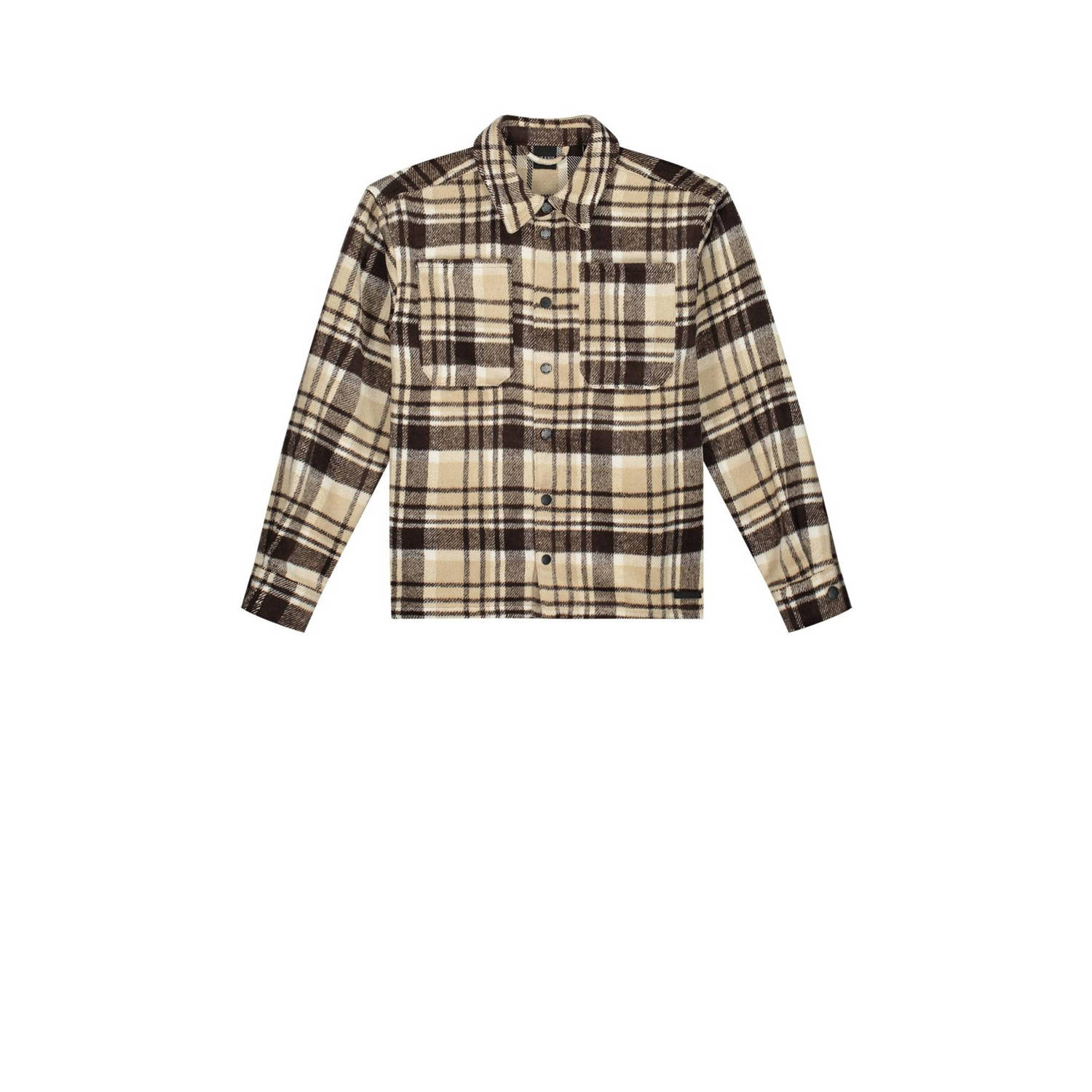 NIK&NIK geruit overshirt Lucas donkerbruin ecru