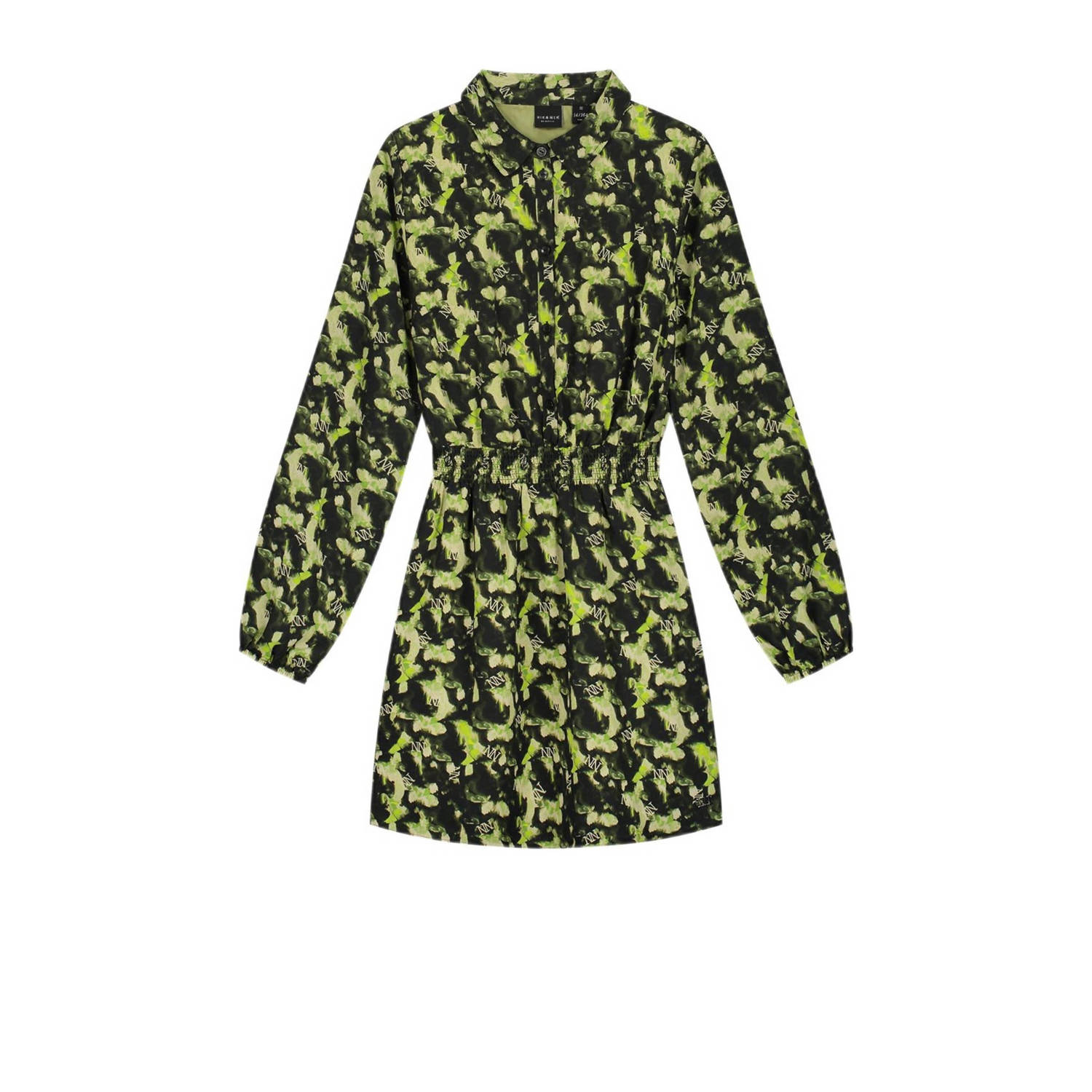 NIK&NIK gebloemde blousejurk Vonne licht groen olijfgroen Meisjes Polyester Klassieke kraag 128